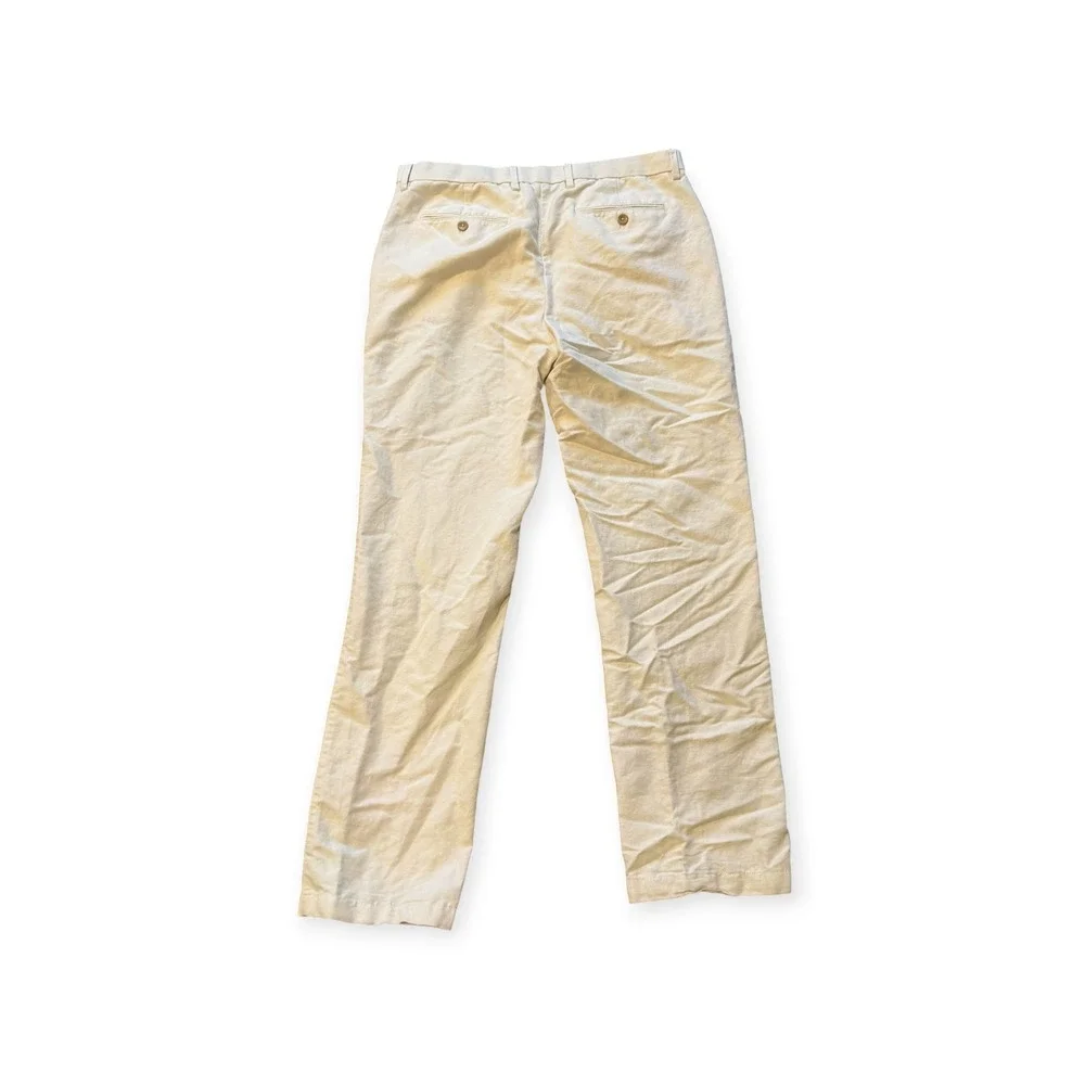Banana Republic Kentfield Pant Mens 34x34 Beige Linen Cotton Blend Straight Leg